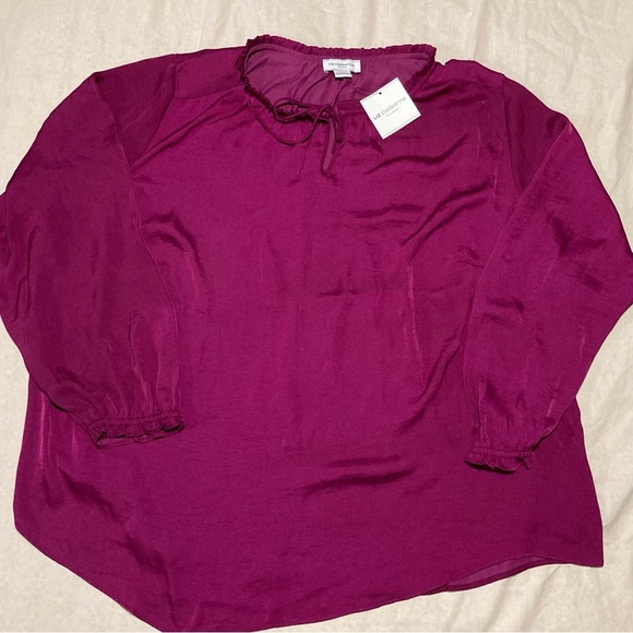 Liz Claiborne Raspberry Pink Long Sleeve Tie Front Blouse | Silky & Flowy - Picture 1 of 8